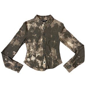 Pain or Pleasure Y2K Acid Wash Grunge Button Up